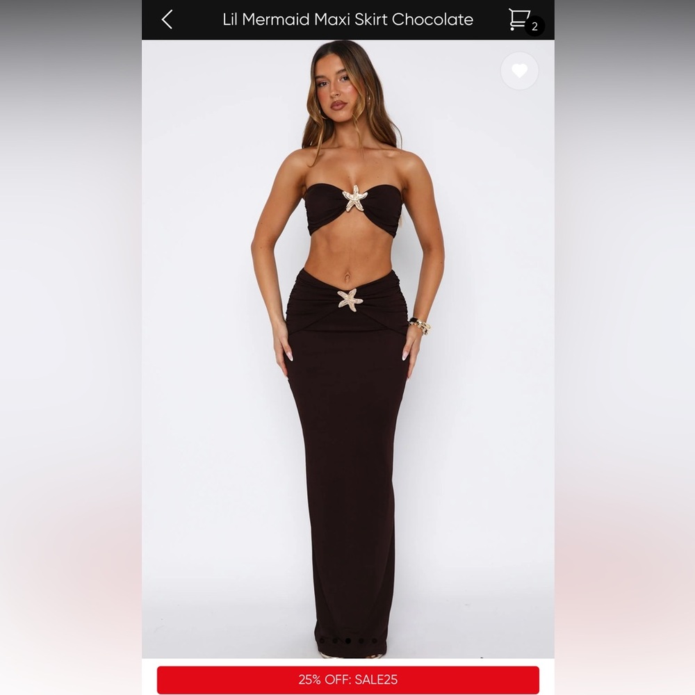 White Fox Boutique Chocolate Maxi Skirt Set